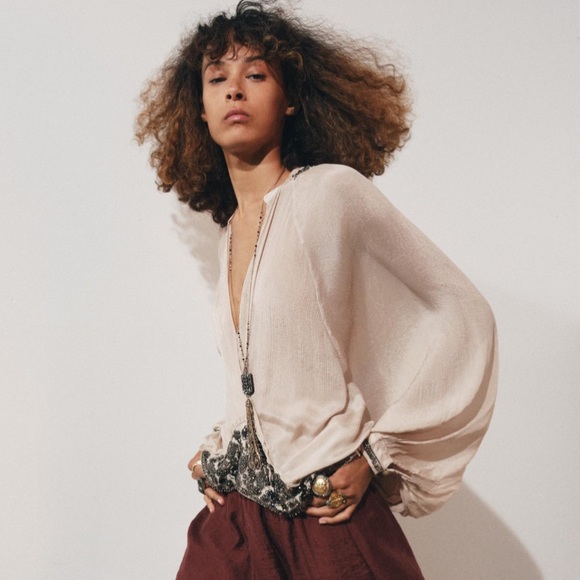 Zara NWT beaded sash blouse 6521/285 - Picture 2 of 12